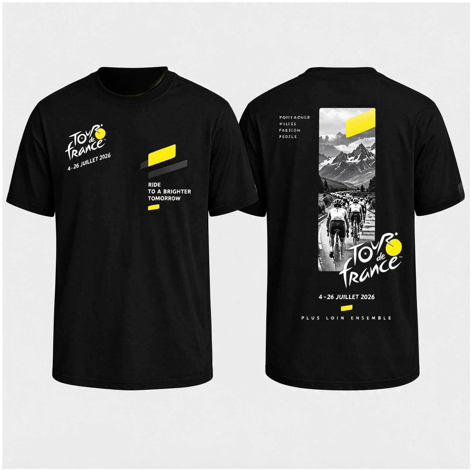 Tour de France 2026 Route Map T-Shirt - Men's, Women's, Gender-Neutral Cotton - Retro Cool Ultra-Large Short-Sleeved Shirt