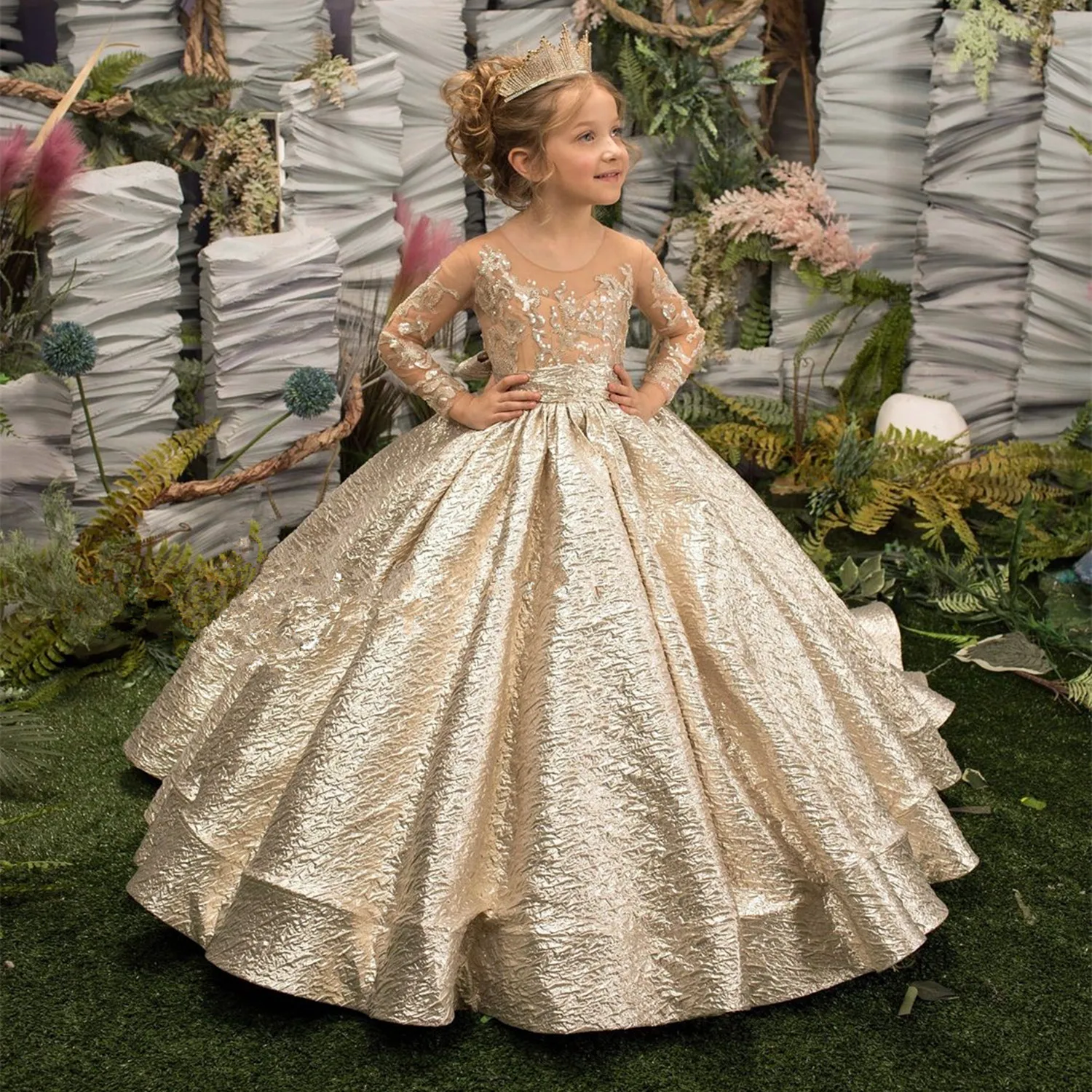 gold dress bow Holly gold girl dress MyBabyByMerry