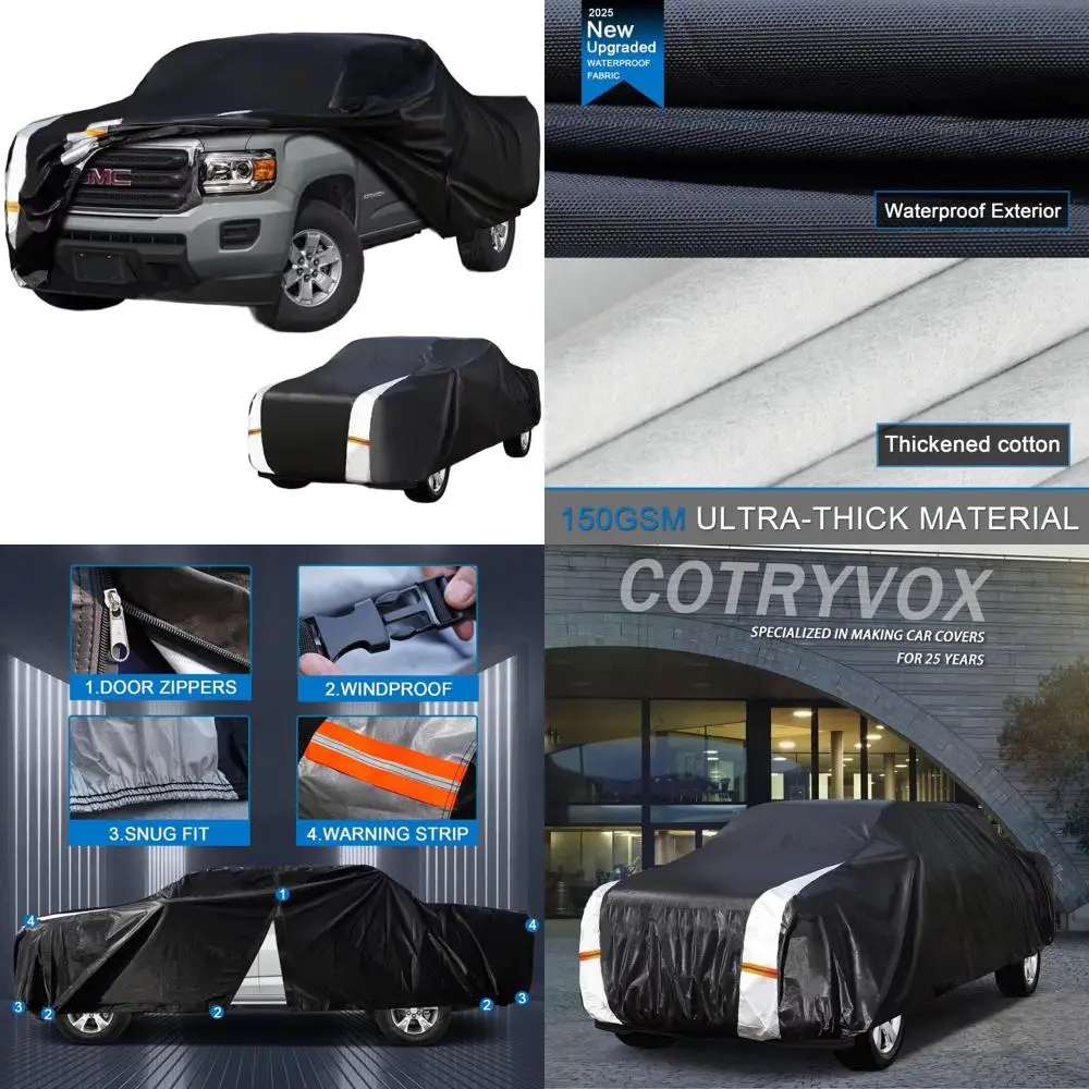 

Чехол для пикапа на заказ для моделей 2004-2026 годов, удлиненная/стандартная кабина (5'-6.1') с молнией на двери, 12-слойный водонепроницаемый, всепогодная защита