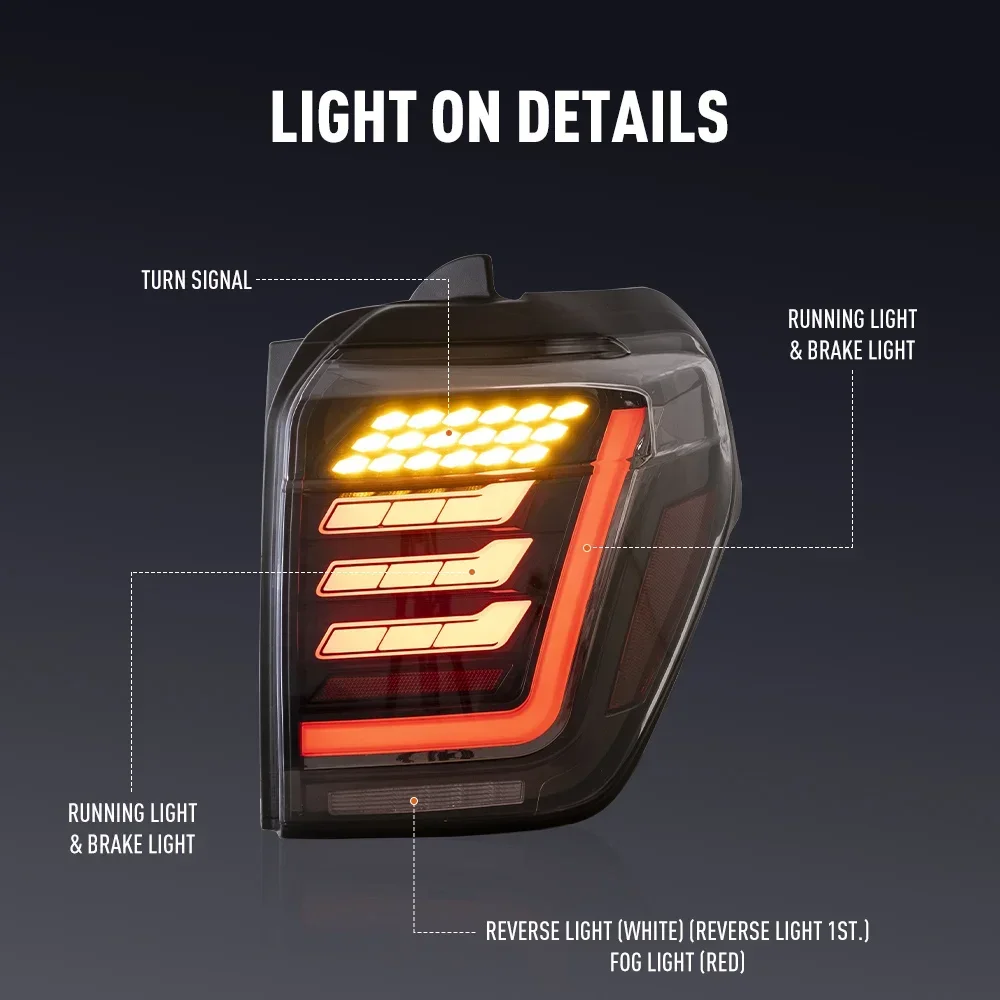 Par de luces traseras LED para Toyota 4 Runner 14-19 DRL señal de giro de freno inverso conjunto de luz trasera de coche Plug And Play