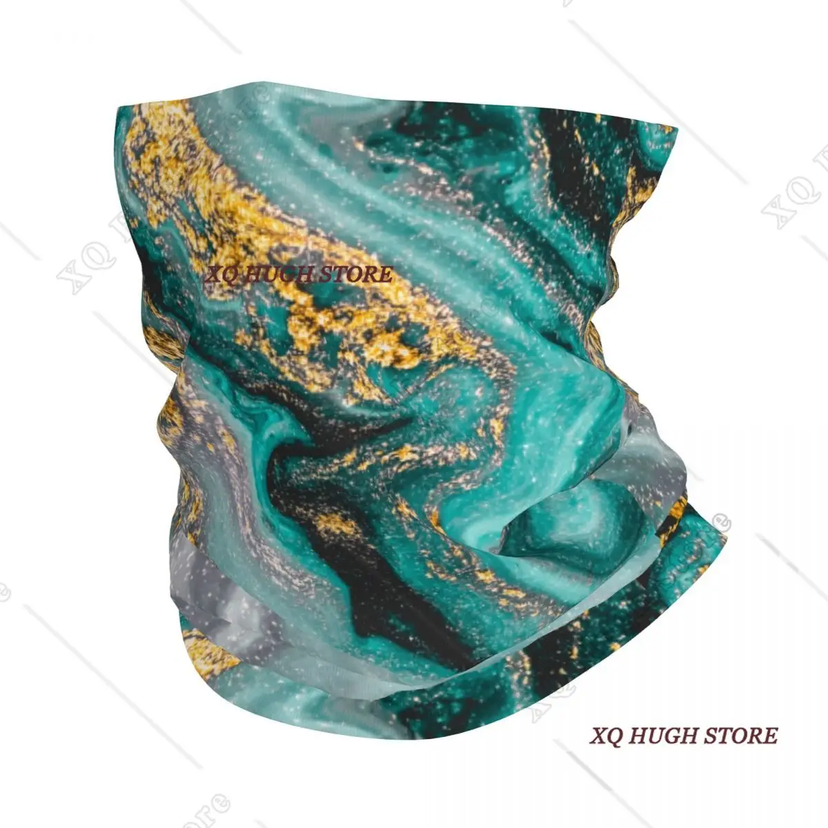 

Изготовленные на заказ бирюзовые и золотые мраморные гетры для мужчин с защитой от ультрафиолета, зимний скандинавский шарф-бандана с абстрактной текстурой для езды на велосипеде