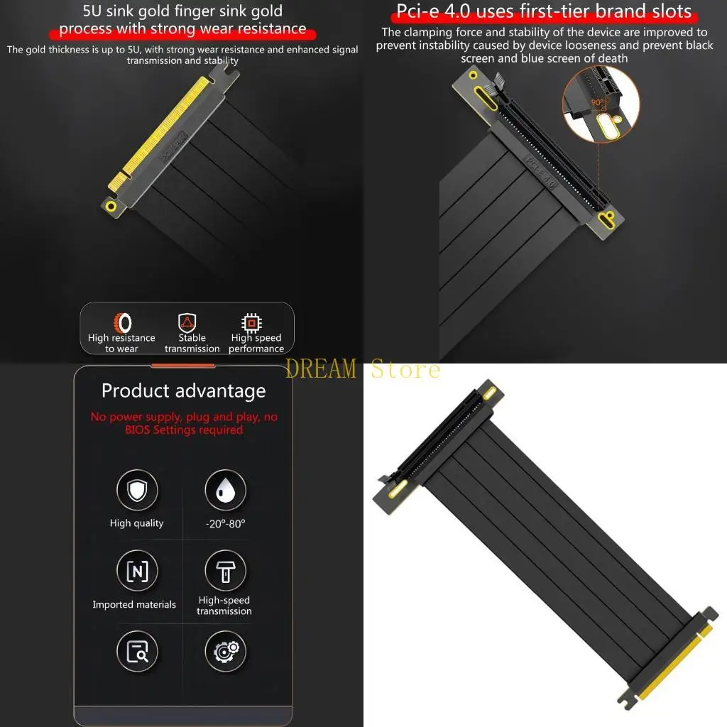 Full Speed PCIE X16 Riser Shielded Extender with antijam for GPU Vertical Best Sale