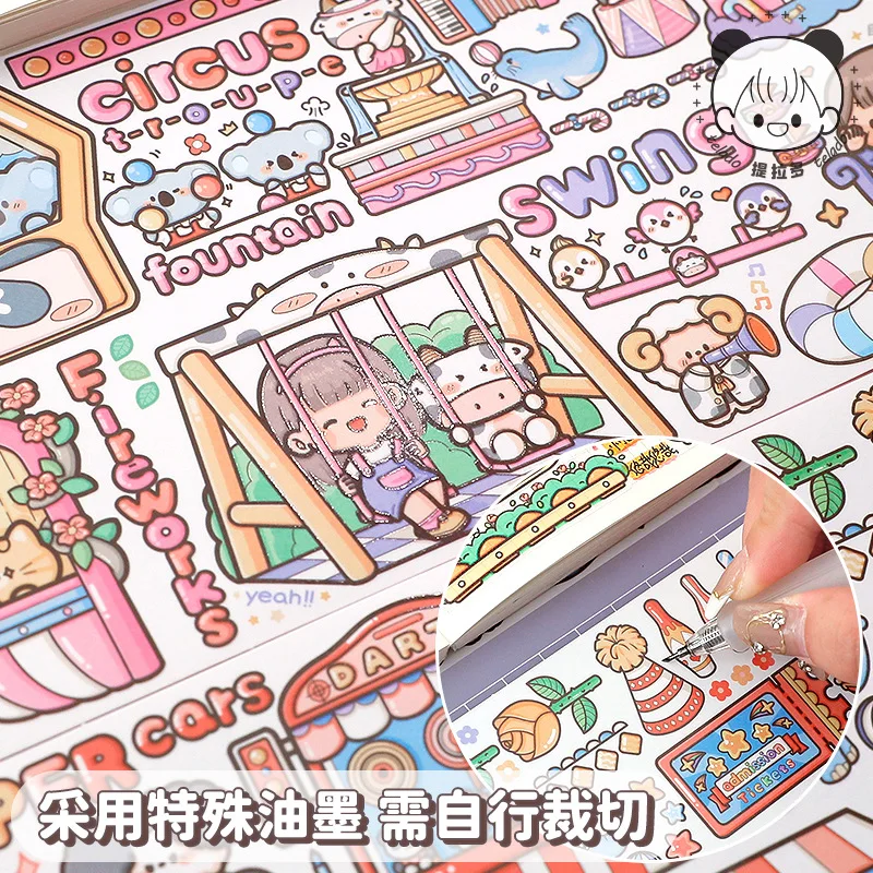 Plakband Pocket Tape Groothandel Rij Trial Eten Creatieve Leuke Cartoon Meisje Speciale Olie Pocket Tape En Papier Sticker Washi