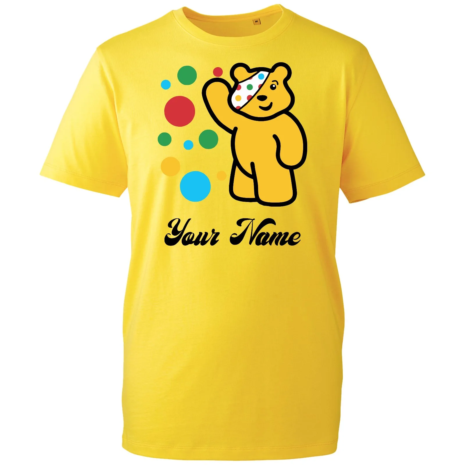 T-shirt personnalisé avec votre nom, ours Pudsey, Spotty Day, vêtements de charité, cadeau