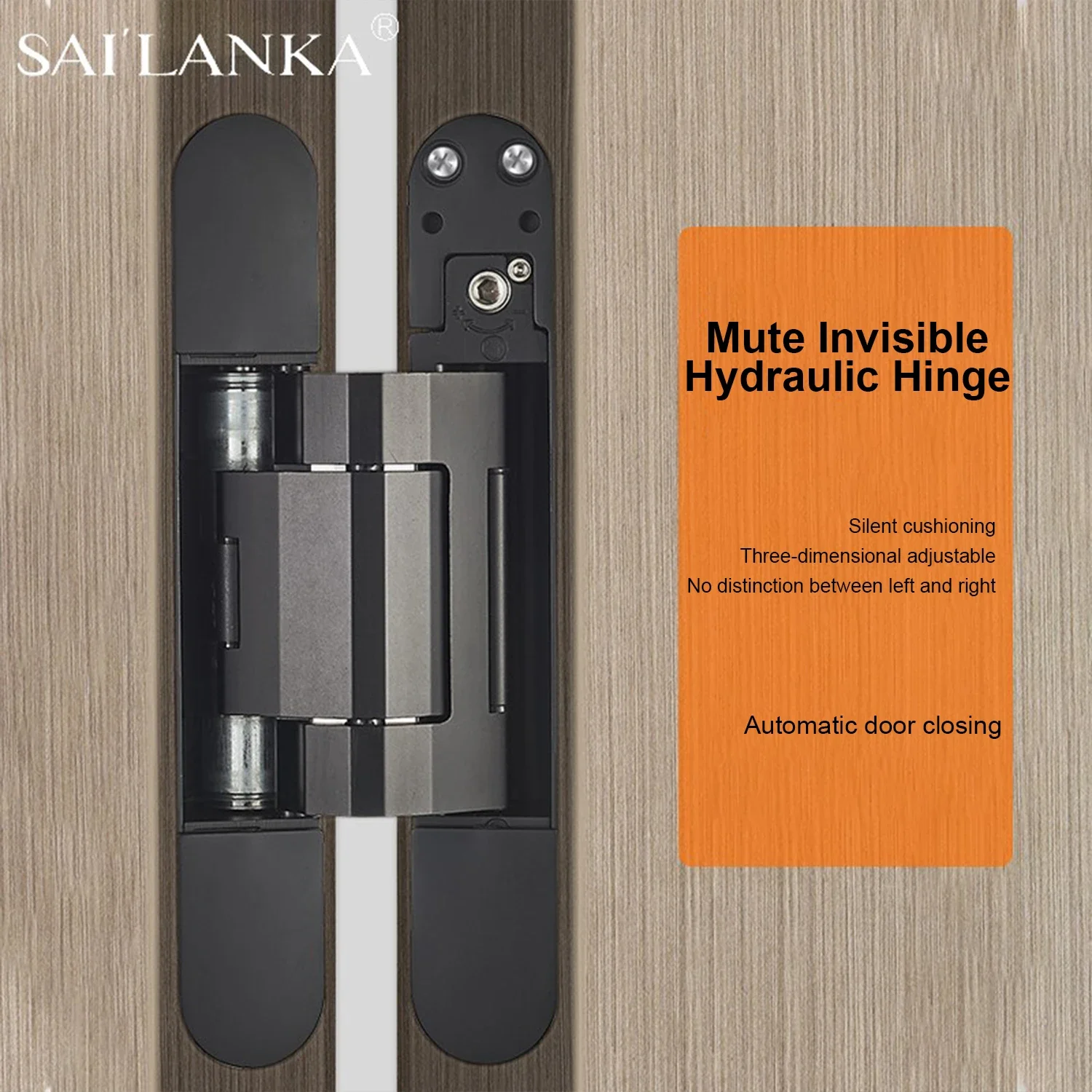 SAILANKA 2024 Invisible Hydraulic Hinge Concealed Hidden 180 Degree Swing Hinge Door Close Mortise Mount Concealed Cross Hinge