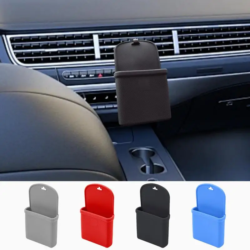 Car Storage Bag Car Air Vent Codinator Pouch Box auto Air Vent Organizer Dashboard Vault Bag Silicone Glasses Phone Holder