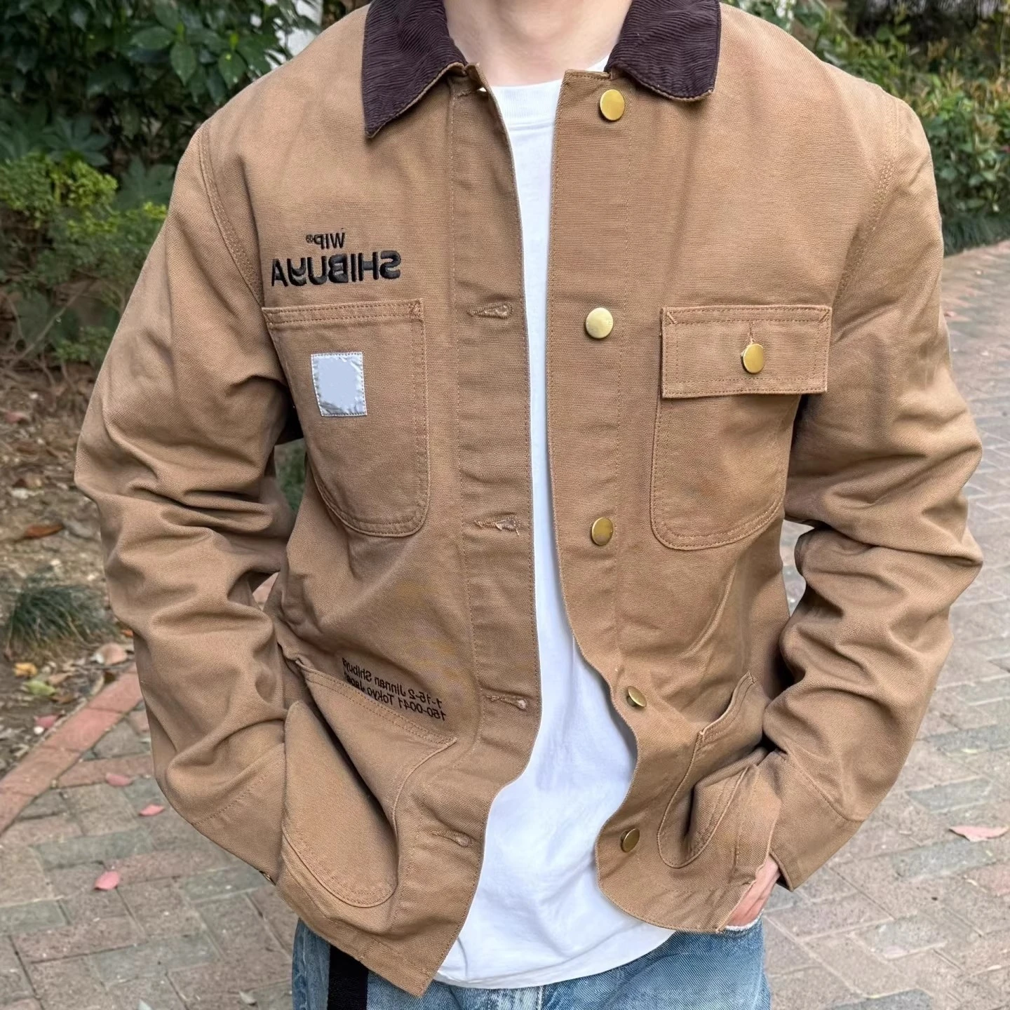 

ex Michigan Workwear Sle Jaet Zipper Closure Collared Coat Khah Sle Men's Long Sve Cotton Spring Season Faion