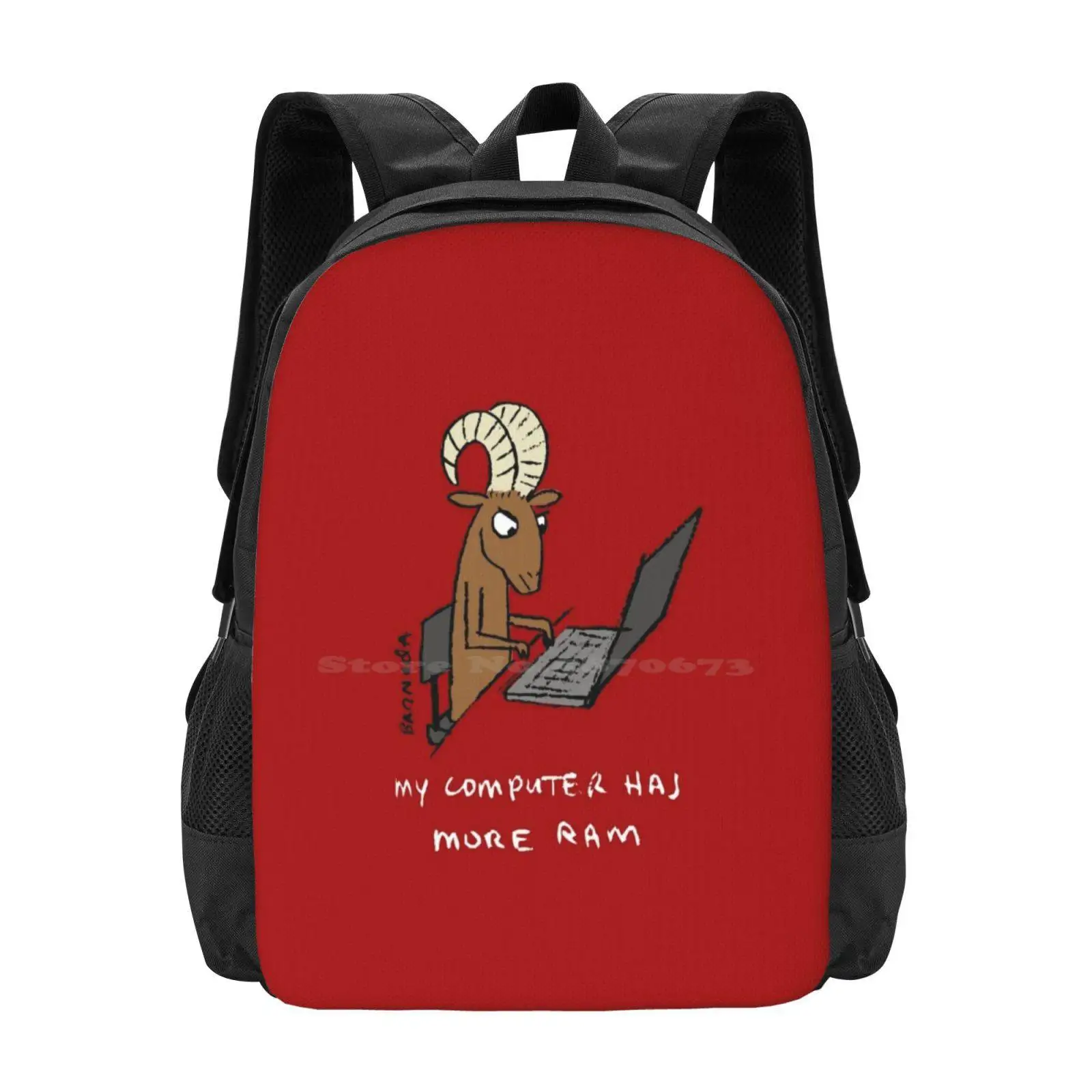 

My Computer Has More Ram 3D Print Design Backpack Student Bag Pun Computer Ram