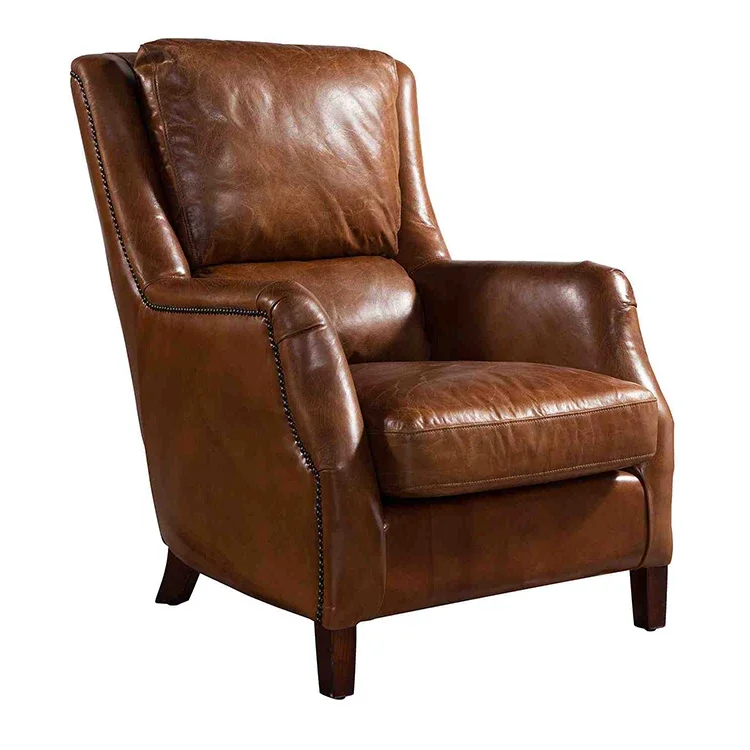 Factory Directly Wholesale High-end Luxury Brown Leather Living Room Chairs Classic Leather Lounge Chair for Sale