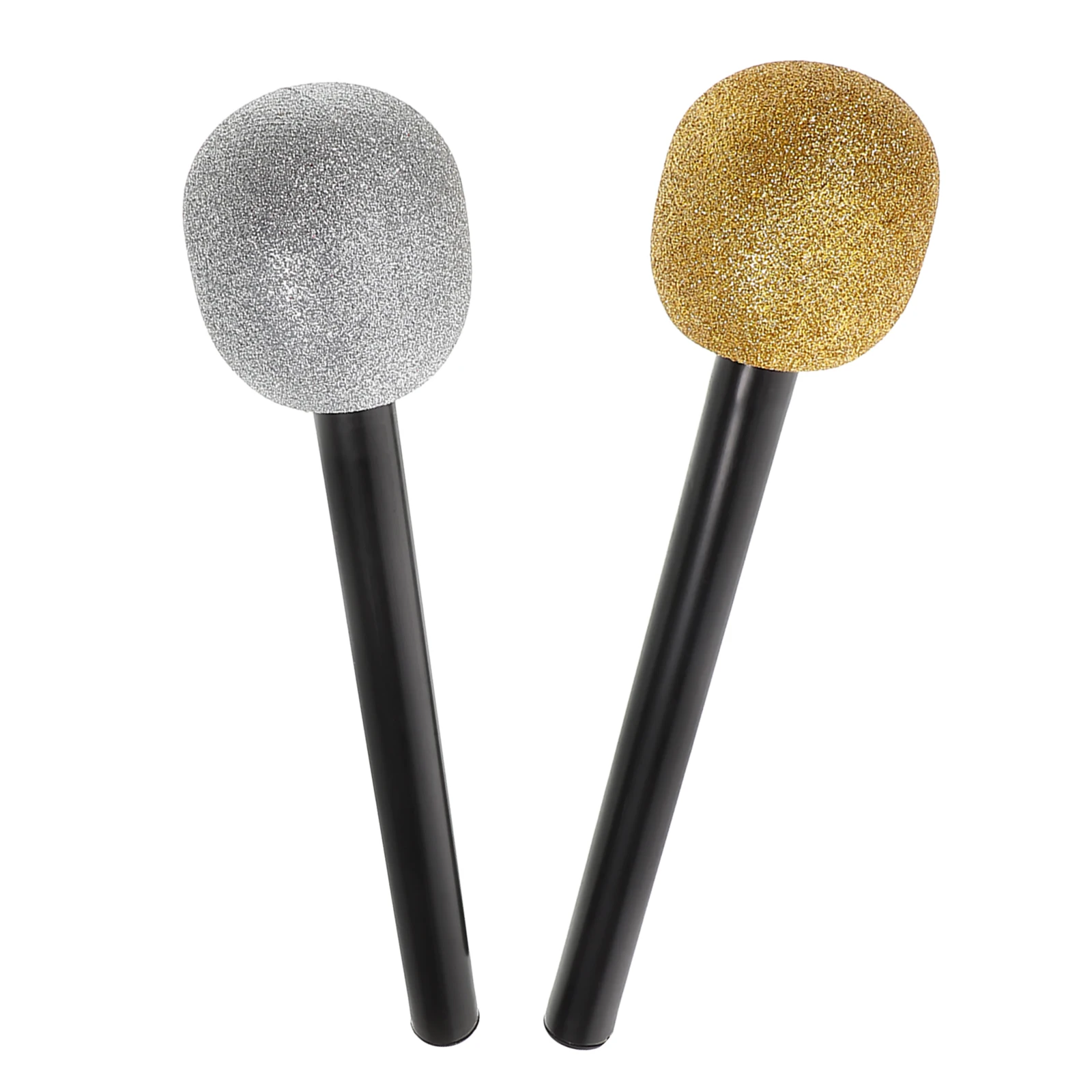 

2pcs Fake Microphone Props Glitter Kids Party Favor Toy Musical Instrument Singing Costume Karaoke Stage Halloween Decoration