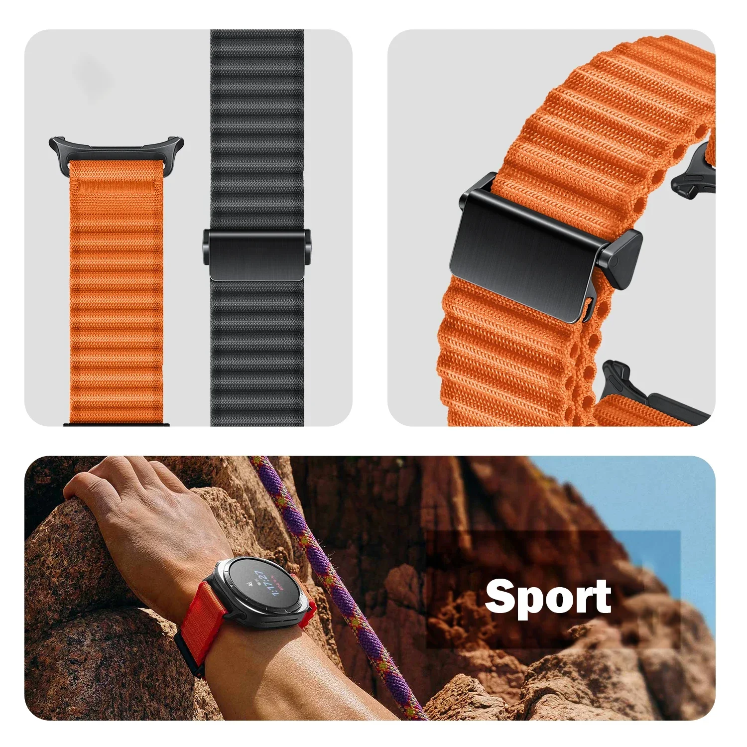 Sports Nylon Loop Strap For Samsung Galaxy Watch Ultra 47mm LTE Band Correa For GALAXY WATCH ULTRA 47MM Mens Adjustable Bracelet