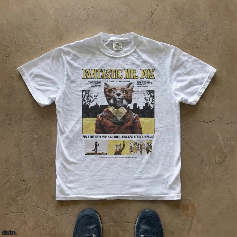 Fantástica camiseta de Mr. Fox, camiseta de Wes Anderson, camiseta de película culto, camiseta vintage Y2K, camiseta gráfica, camisetas para hombre para verano, unisex