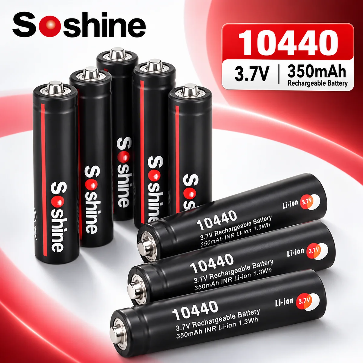 10440 AAA 3.7V 350mAh Rechargeable Li-ion Battery for Microphone, Headlamp, Flashlight and Radio Replacement Power Cell