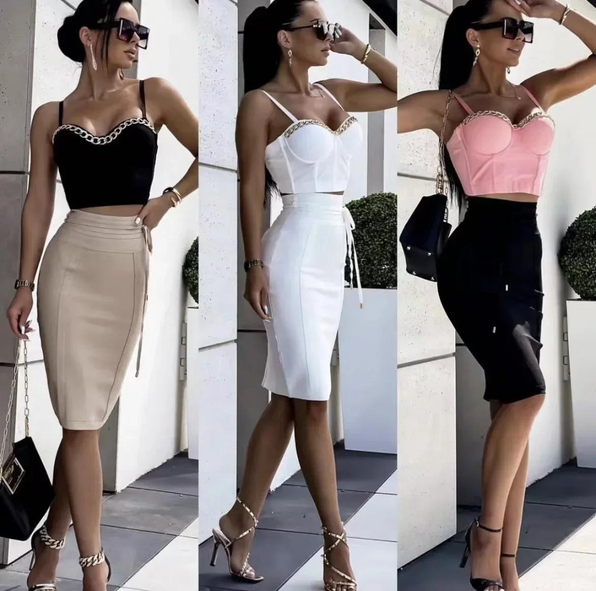

Pop VersatileSexy Mini Dress Skirt Spandex Tightening Elastic Waistband OLE Elegant Niche Bandage Skirt For Women