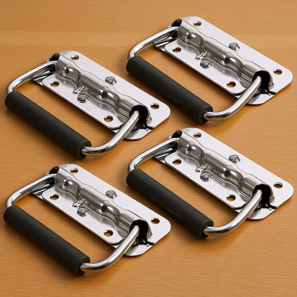 

4pcs Spring Loaded Drop Stainless Steel Surface Mount Chest For Cabinet Garage Boat Storage Box Container Handle Flush Mounted