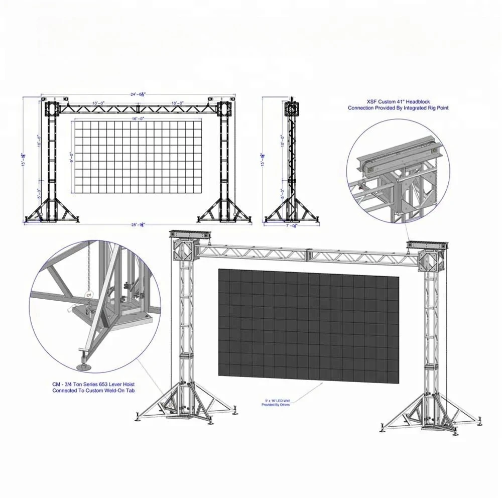 LED Screen Ground Supports Display Truss Structures