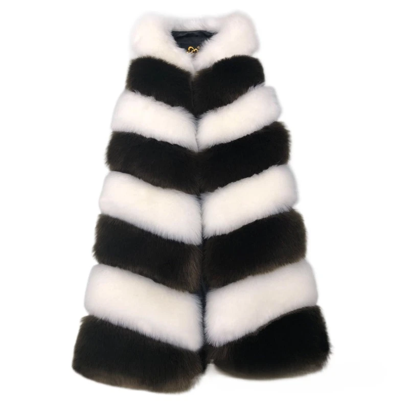 الرجعية الأزياء الحد الأدنى أبيض رمادي لصق فو الفراء سترة طويلة رقيق أفخم الحلو مريحة السلس الشتاء التنقل ملابس خارجية