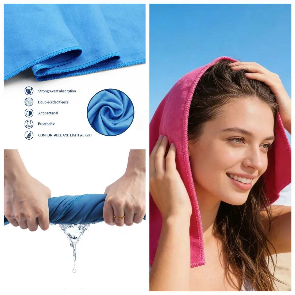 Quick-Drying Bath Towel 40x80/80x160CM Blue Grey Green Orange Strong Absorbent Microfiber Bathroom Washcloth Towels