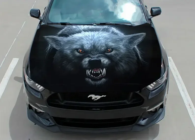 Car hood decal, wrap decal, vinyl sticker, wolf, angry, graphic, truck decal, truck graphic, bonnet decals, skull, f150,Custom