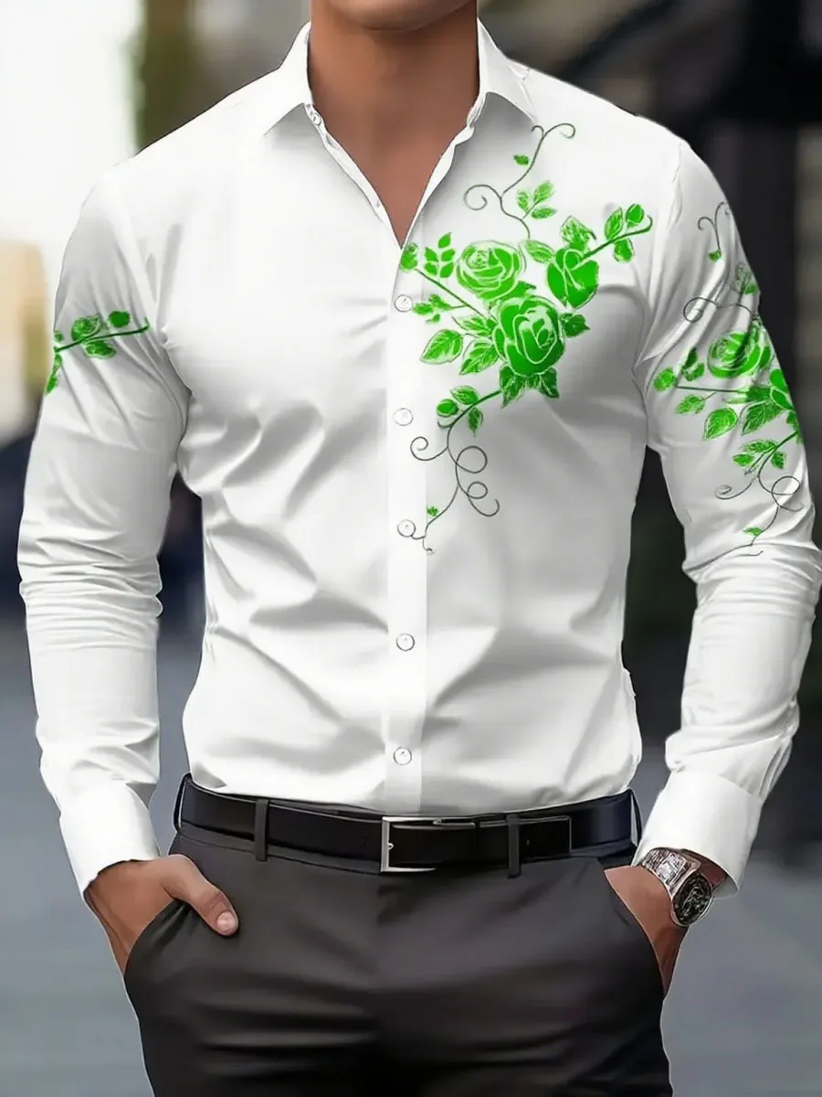 Men's Luxurious long-sleeved shirt, Casual And fashionable, 3D Digital print, high-quality men's clothing, Extra Large