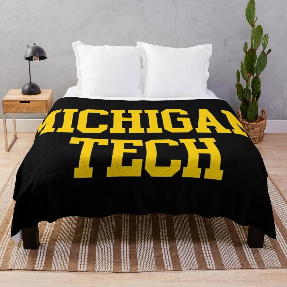 

michigan tech - college font curved Throw Blanket Luxury Designer Moving funny gift Bed Fashionable Blankets