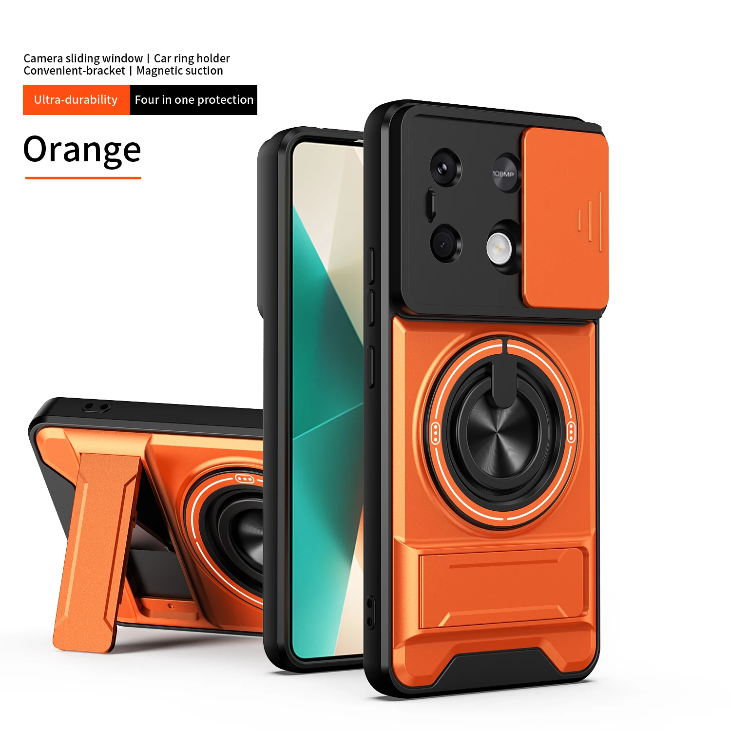 For Redmi Note 13 Pro Case Redmi Note 13 4G note 13 5G Cover Magsafe Magnetic Fold Holder Military Armor Camera Protection Cover