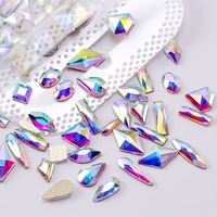 Water drop diamond Clear AB Boutique Flat bottom nail art rhinestones Glass crystal 3D nail decoration Multiple shapes wholesale