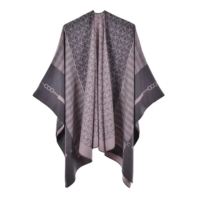 Poncho en cachemire à carreaux pour femme, cape chaude, écharpe de voyage, capes pour femme, violet, everak, nouveau, automne, hiver