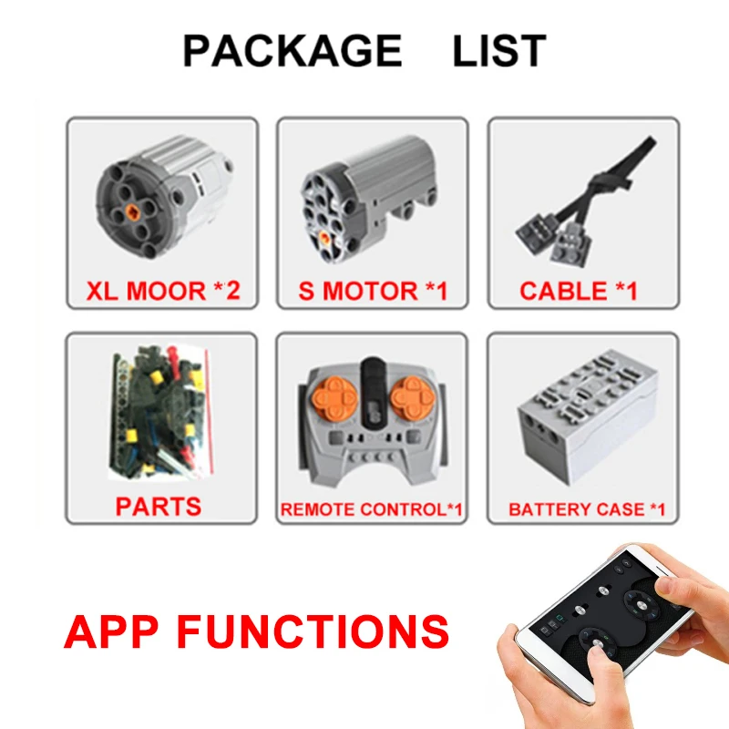 APP Remote Control Motor Power Functions Compatible With LEGO 42096 20097 Motorizing RSR Car Building Blocks SWAP (No Car)