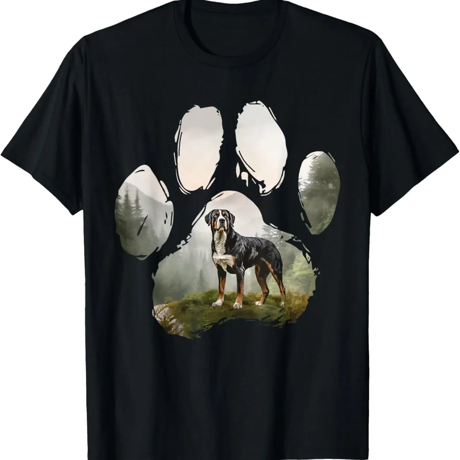 Greater Swiss Mountain Paw Design Dog Mom Dad T Shirt vintage Washed Casual Stretched Unisex Stylish Versatile Slightly