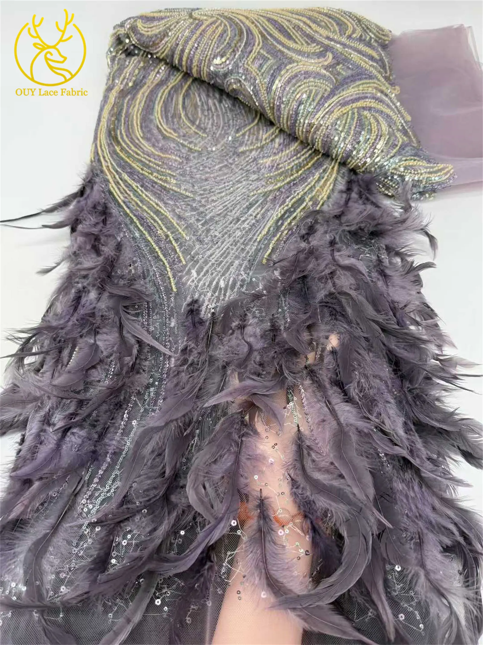 الأرجواني ثلاثية الأبعاد ريشة الأفريقي مطرز أقمشة الدانتيل 2026 الفاخرة النيجيري مطرزة أقمشة الدانتيل هوت كوتور ثوب مواد الخياطة