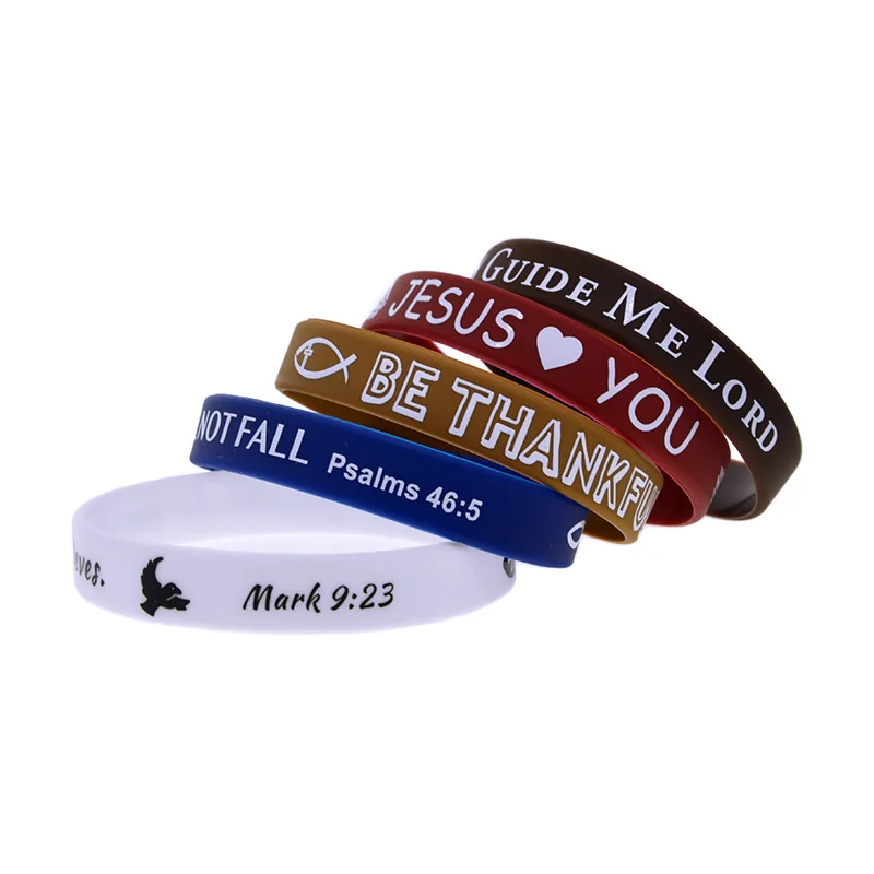 1 PC mélange jésus Bracelets en Silicone verset de la Bible Bracelets en caoutchouc tout est possible pour un qui croire