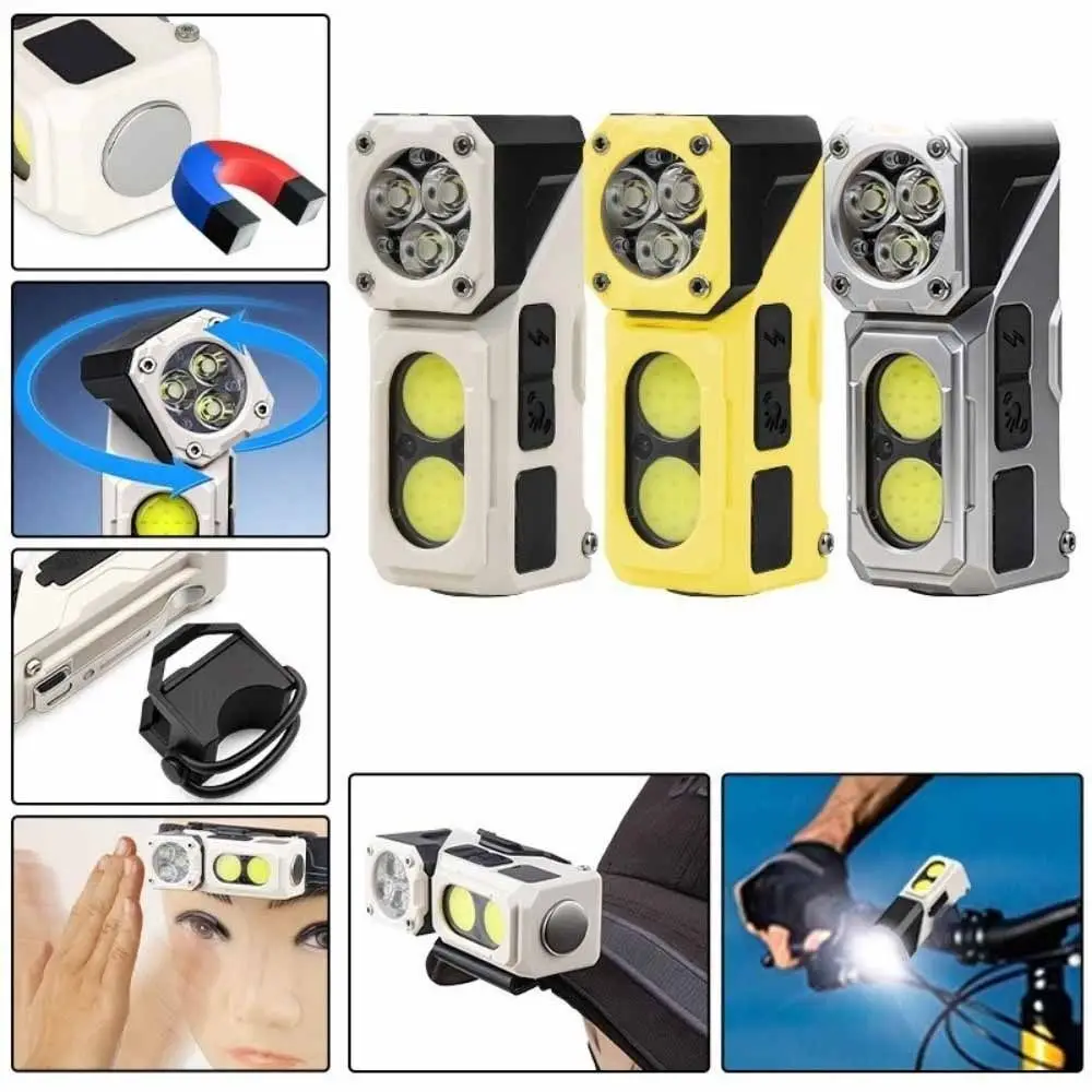 Portable Multi-Functional Corner Lamp One-Lamp Magnetic Helmet Clip Light Three Colors Available USB Charging Inductive Headlamp