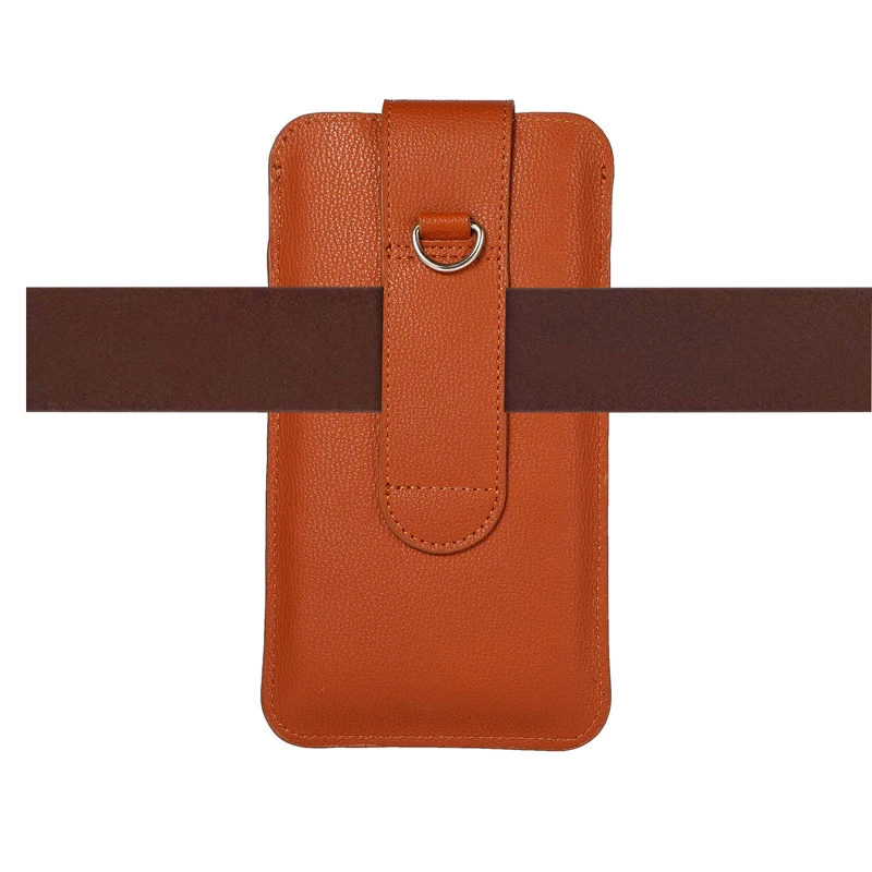 Fashion Universal Holster Belt Phone Case For Iphone 15 14 13 12 11 Pro Max XS Max XR For Samsung Smartphone Leather Waist Bag