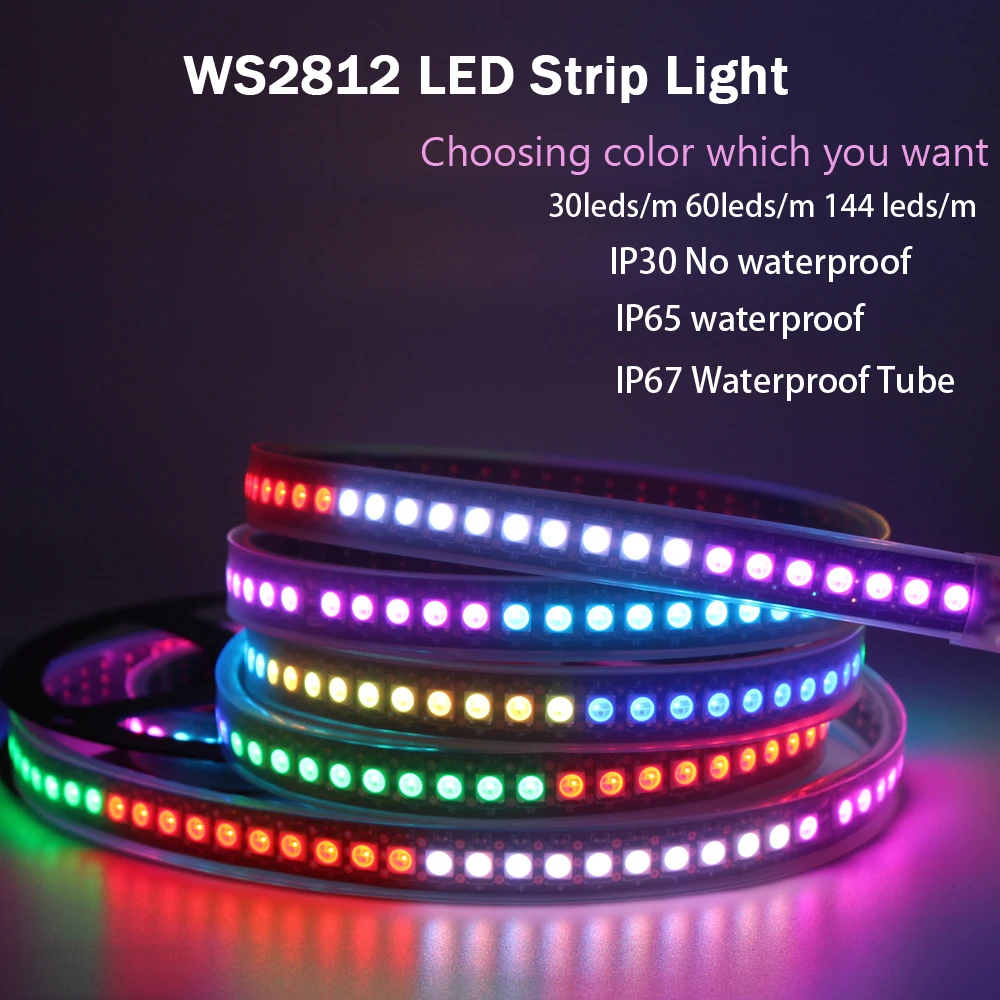 Tira de luces LED RGBIC DC 5V WS2812b, lámpara flexible personalizable DIY programable para renovación de iluminación de sala de juegos