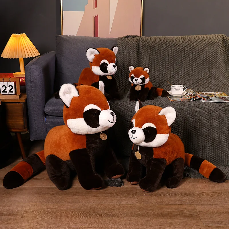 Kawaii Lifelike Raccoon Plush Toy Stuffed Wild Animals Models Red Panda Plushie Doll Anime Soft Kids Toys Girls Children Gift