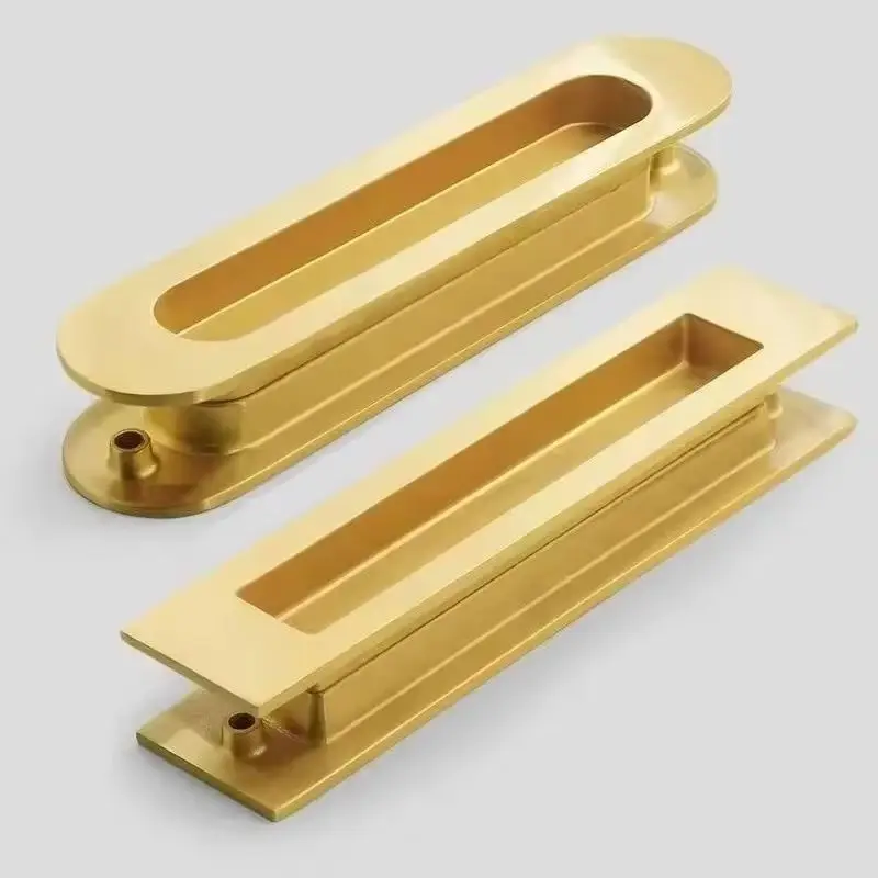 

Brand New 2Pairs European Pure Brass Recessed Sliding Door Handles Invisible Hidden Kitchen Balcony Barn Door Handles