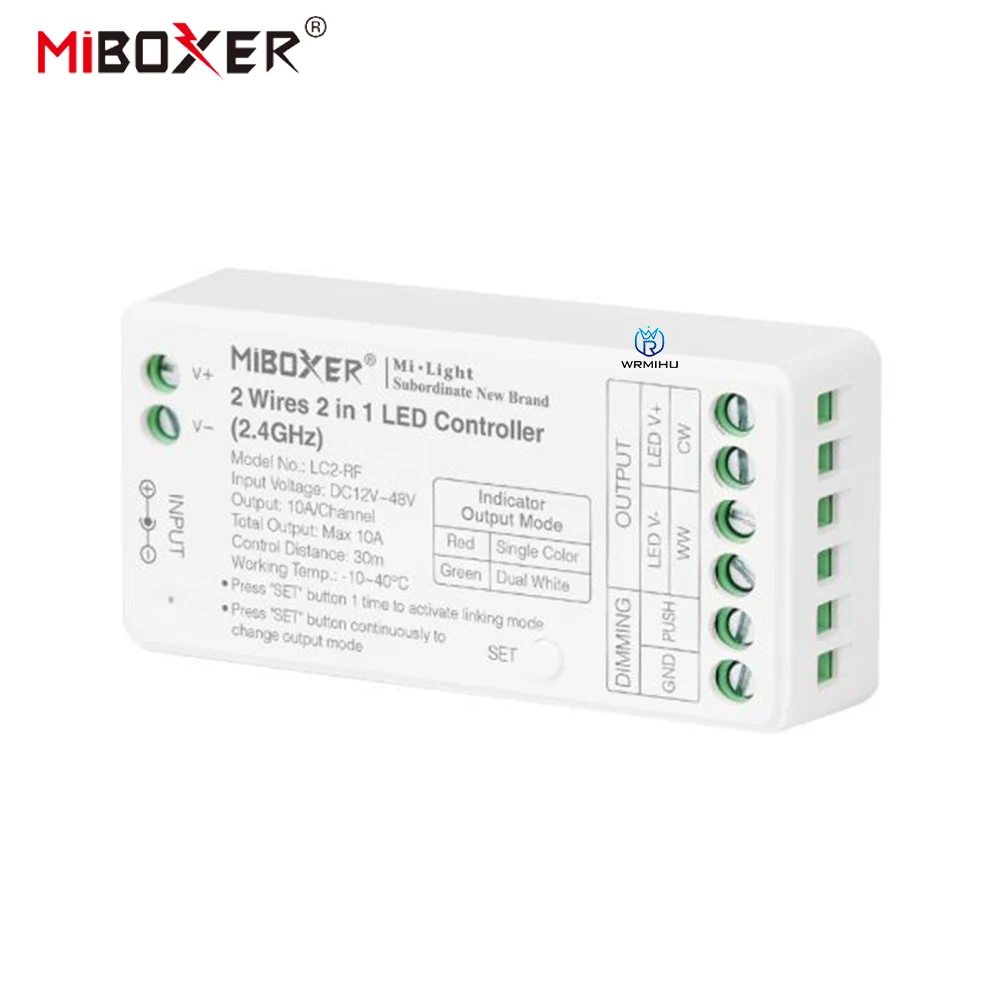 Miboxer LC2-RF/ZR Single color LED Strip Controller 2 Wires 2 in 1 LED Controller (Zigbee 3.0+2.4GHz) Dimmer CCT COB led Strips