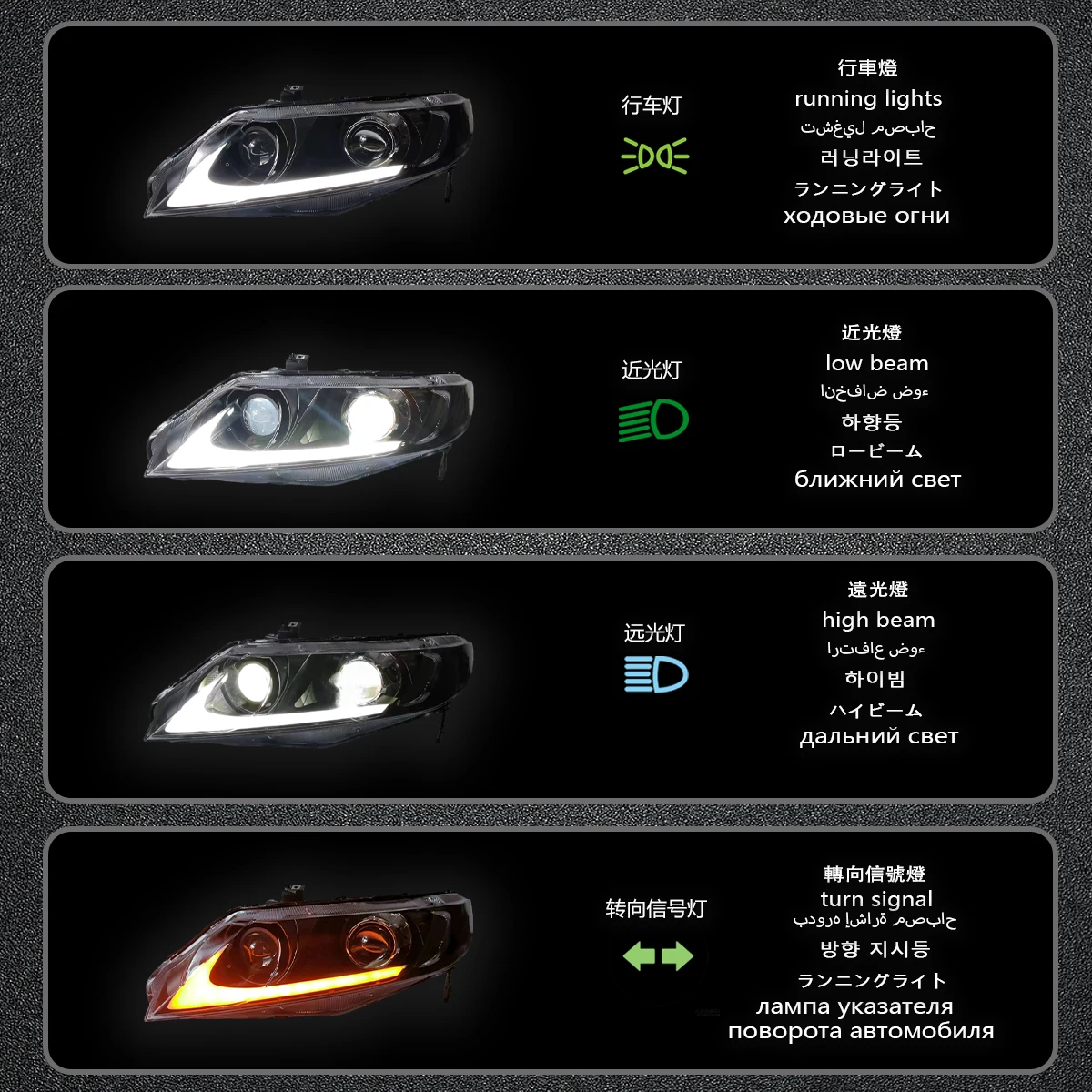 YOFER Car Headlights For Honda Civic 2006-2015 LED Car Headlights Dynamic Information Turn Signals Car Accessories