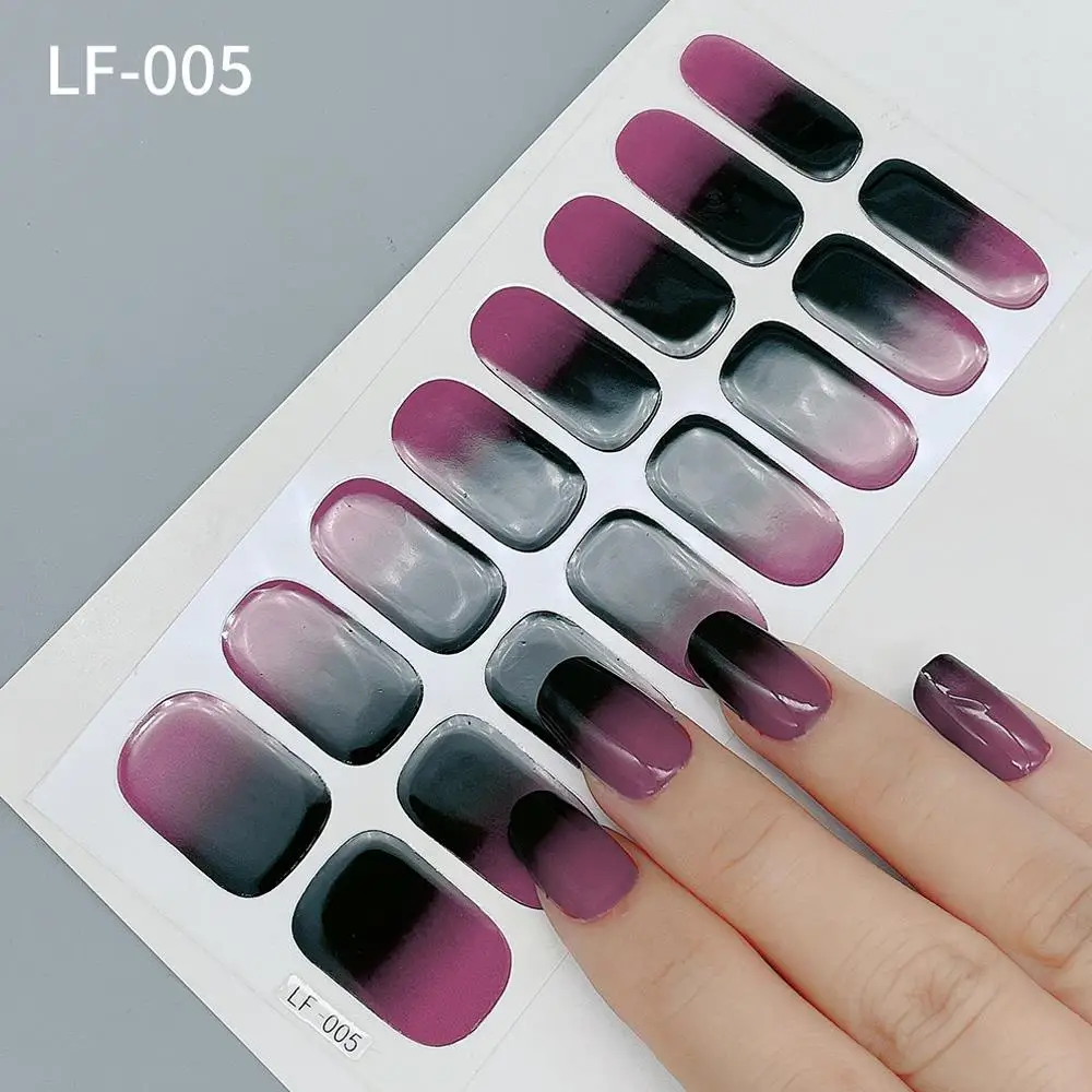 Bricolage manucure 3D dégradé couleur fournitures mignon autocollant couverture complète décor ongles enveloppes décalcomanie imperméable auto-adhésif ongles décalcomanie