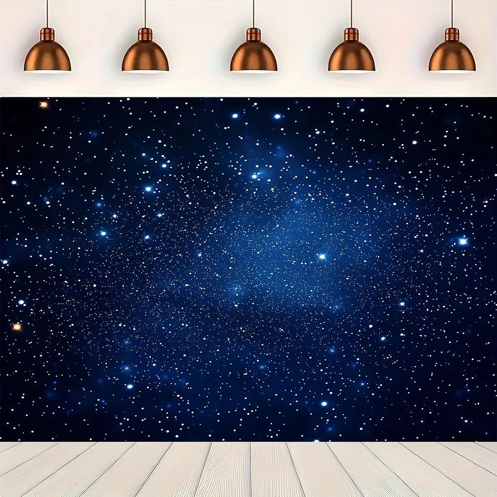 Ein Stück. Sternenhimmel, himmlischer Himmel, Weltraum, Galaxie und Sterne als Hintergrund für einen Wandteppich. Hergestellt aus strapazierfähigem Polyestermaterial.