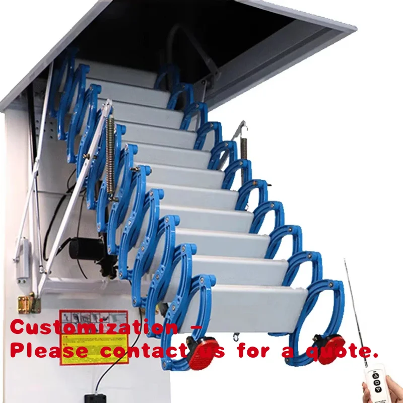 Customize.New Model Manual Telescopic Folding Ladder Metal Handrail Carbon Steel Attic Stairs,Telescopic Stair