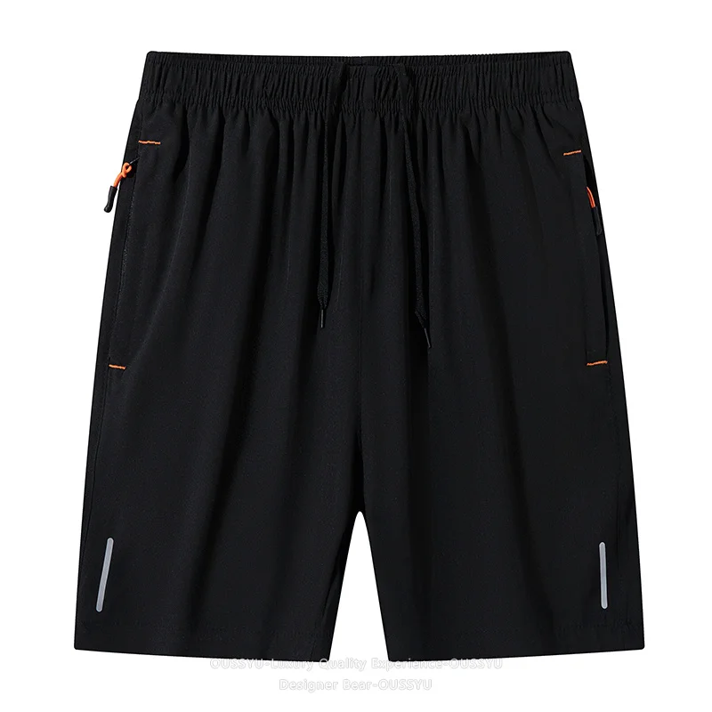 Good Quality Summer Thin Men's Sports Shorts Zipper Pocket Elastic Waist Beach Bermuda Joggers Quick Dry Sweatpants Plus Size