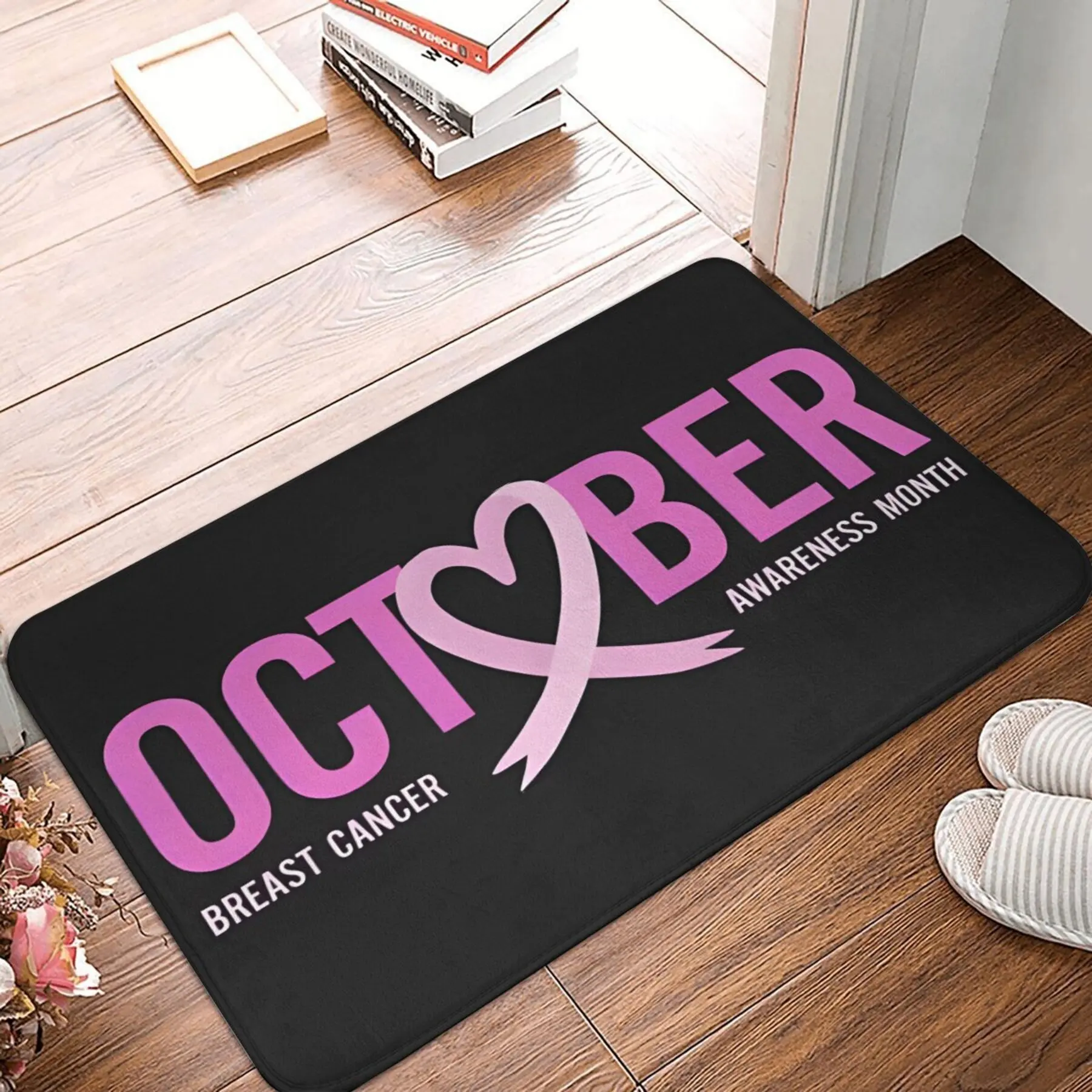 Breast Cancer Awareness October Doormat Mat Rug for Home Entryway Entrance Gift Decor Seasonal Mat Floor Mat