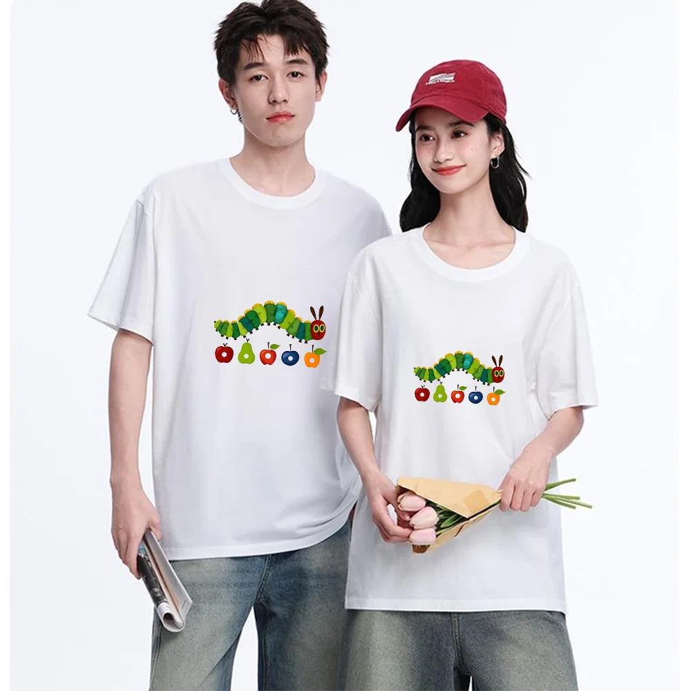 Hungry Caterpillar Fruits Printed T Shirt Cotton S-XXL Personalized Custom Casual Short Sleeve Tee Aesthetic Graphic Top Unisex