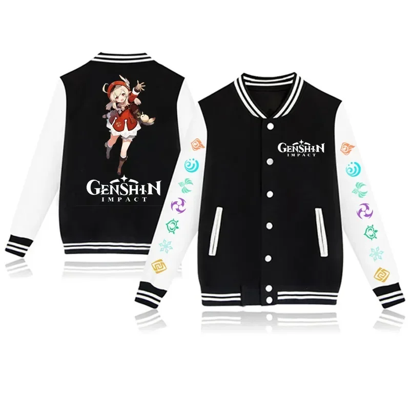 Baseball Genshin Impact print uniform streetwear bomber jacket autumn and winter men's jacket warm jacket