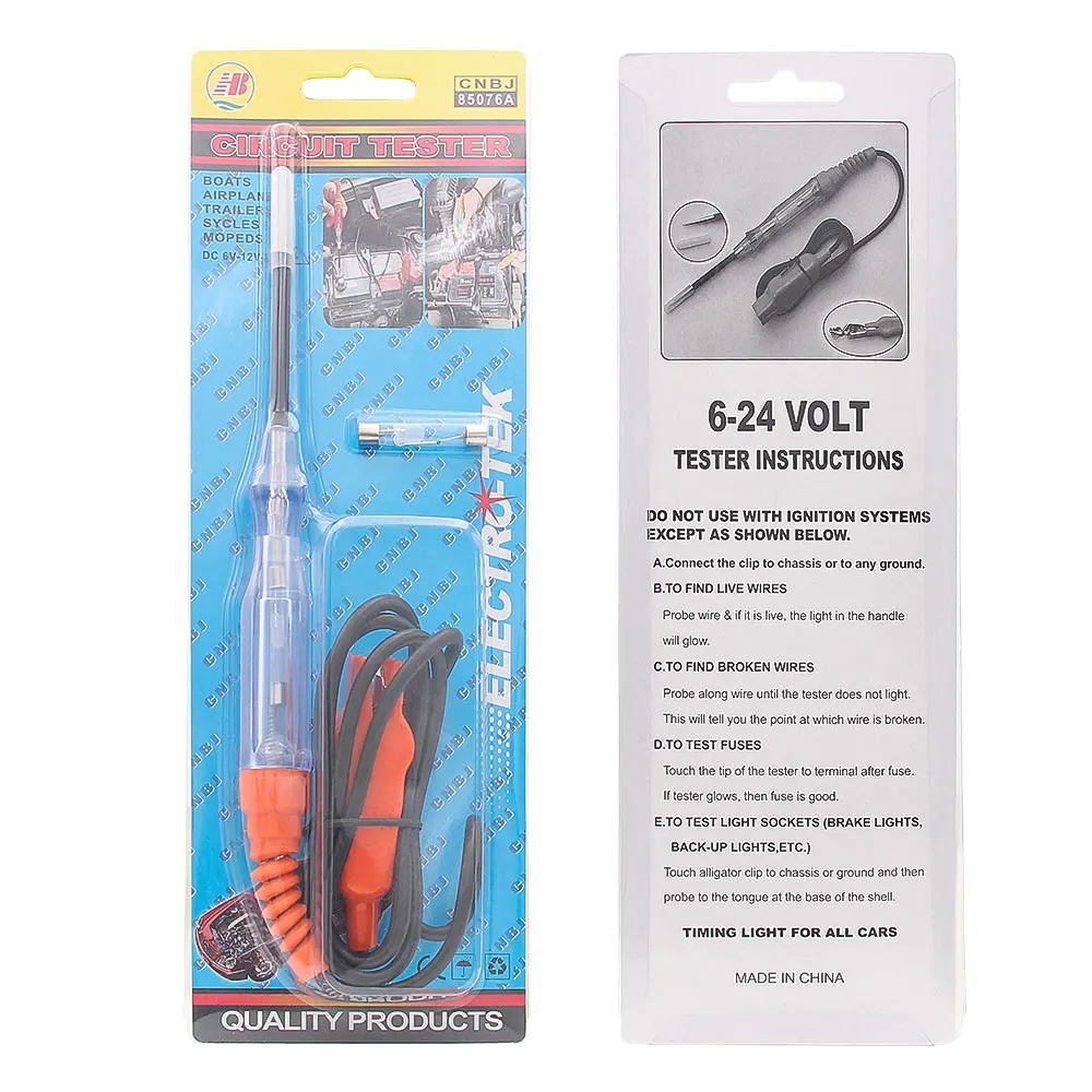 6V 12V 24V Automotive Circuit Tester Power Probe strumento diagnostico per auto con fusibile indicazione della luce cavo elettrico della batteria