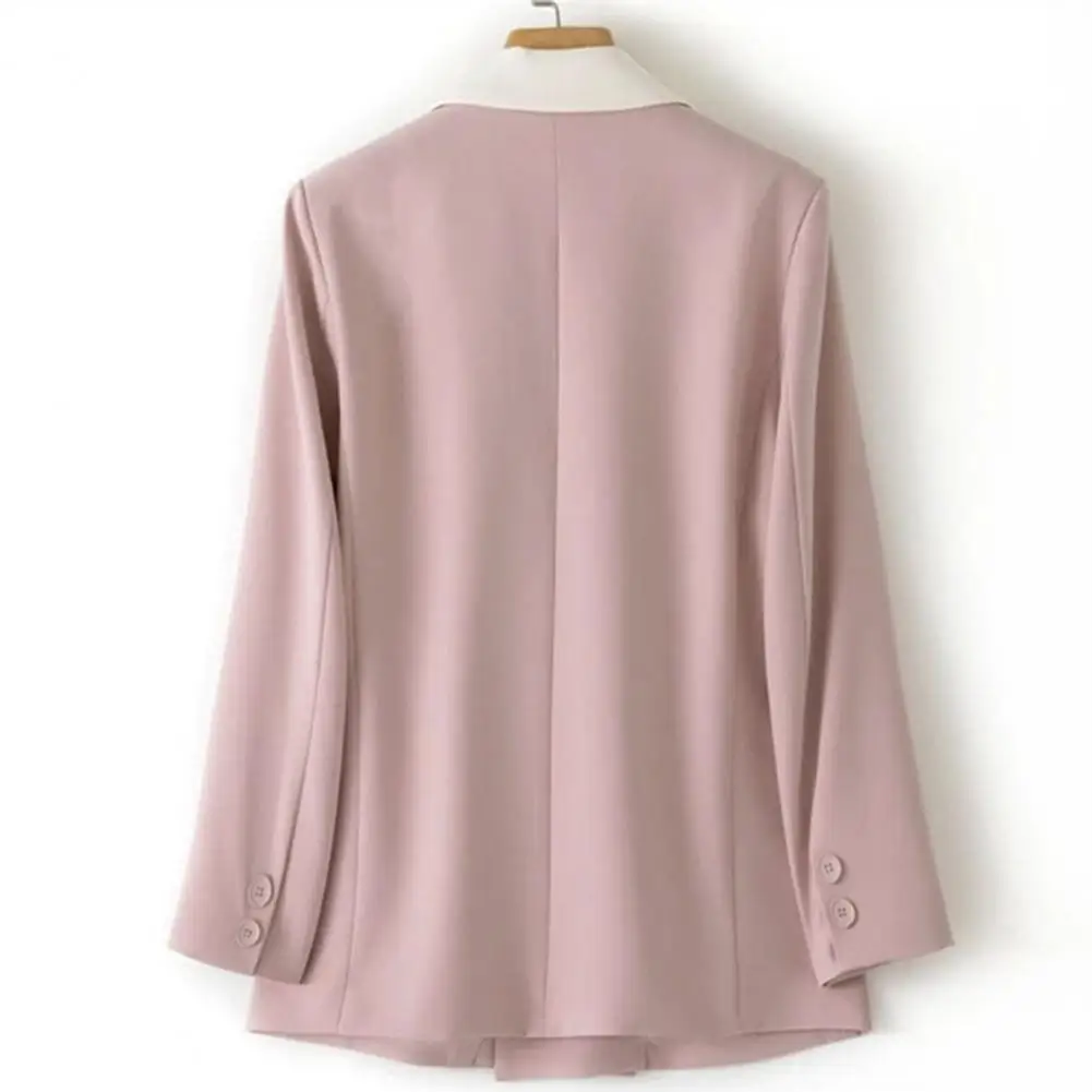 Loose Fit Women Suit Coat Elegant Women's Patchwork Color Suit Jacket with Double Breasted Design Flap Pockets Stylish for A