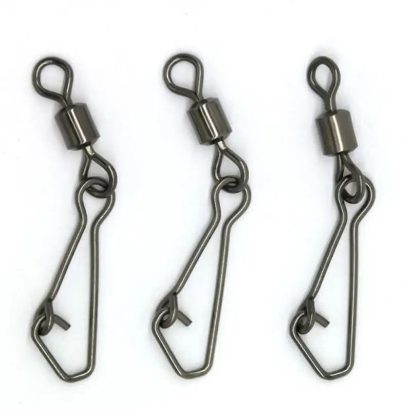 pack 1/0#/2#/4#/6#/8# Bearing Fishing Swivels Snap Rolling Connector Swivel With Hooked Snap Fishing Accessories