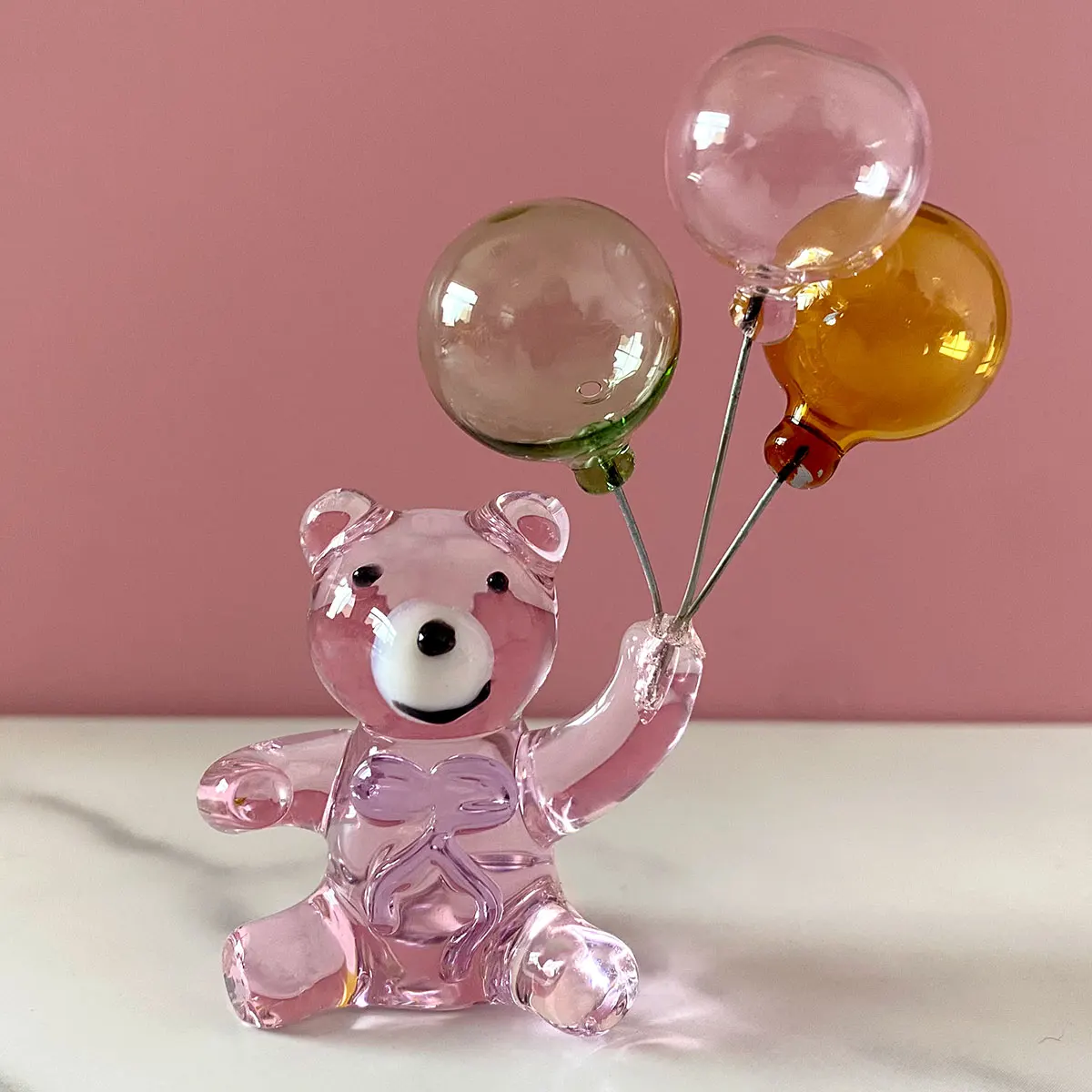 2 Types Crystal Bear with Balloons Glass Bear Animal Figurine Home Table Decor Kids Birthday Gift